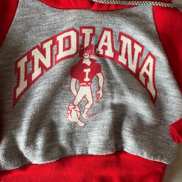 Vintage baby Indiana IU hooded sweatshirt 18 months red gray pullover boys girls - Picture 4 of 8